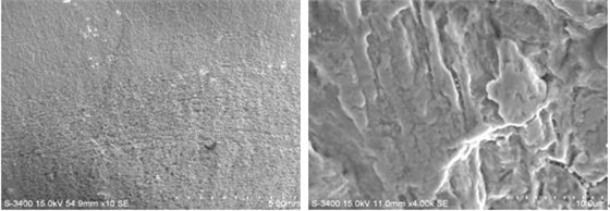 圖9-6疲勞裂紋擴展區疲勞弧線 圖9-7 疲勞裂紋擴展區疲勞條帶