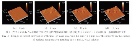 在０．５ｍｏｌ／ＬＮａＣｌ溶液中氮化處理的貧鈾表面微區