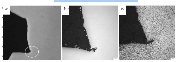 圖15-36（a、b、c）安裝后焊釘倒角形貌