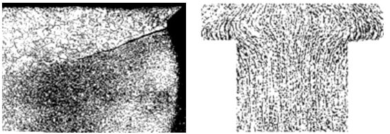 圖10-8粗細晶粒交界面上的裂紋 &times;50 圖10-9螺栓頭部不合格金屬流線 50&times;